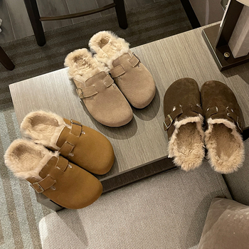 Ženske slip-on loaferice s plišastom unutarnjom, gornji dio od prave kože, debela gumena potplat, retro dizajn