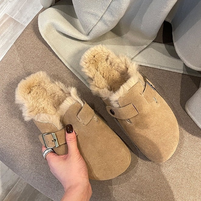 Ženske slip-on loaferice s plišastom unutarnjom, gornji dio od prave kože, debela gumena potplat, retro dizajn