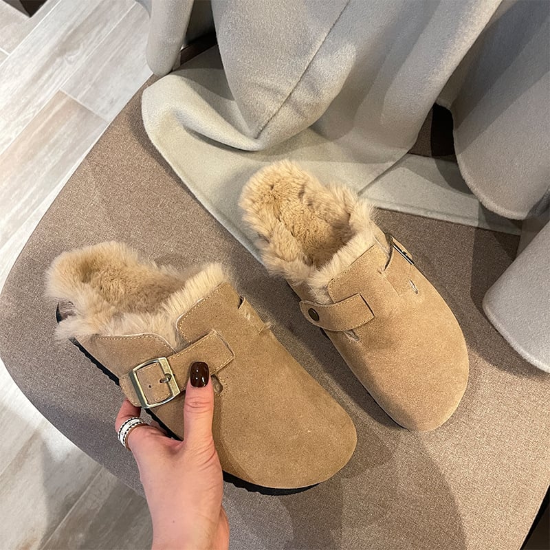 Ženske slip-on loaferice s plišastom unutarnjom, gornji dio od prave kože, debela gumena potplat, retro dizajn