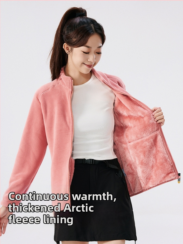 Unisex jaka ar kapuci, korala velūra audums, silta, stāvošā apkakle