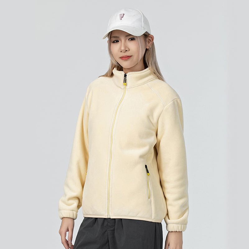 Unisex flisinė striukė su gobtuvu, koralo velūro audinys, šilta, stovinti apykaklė