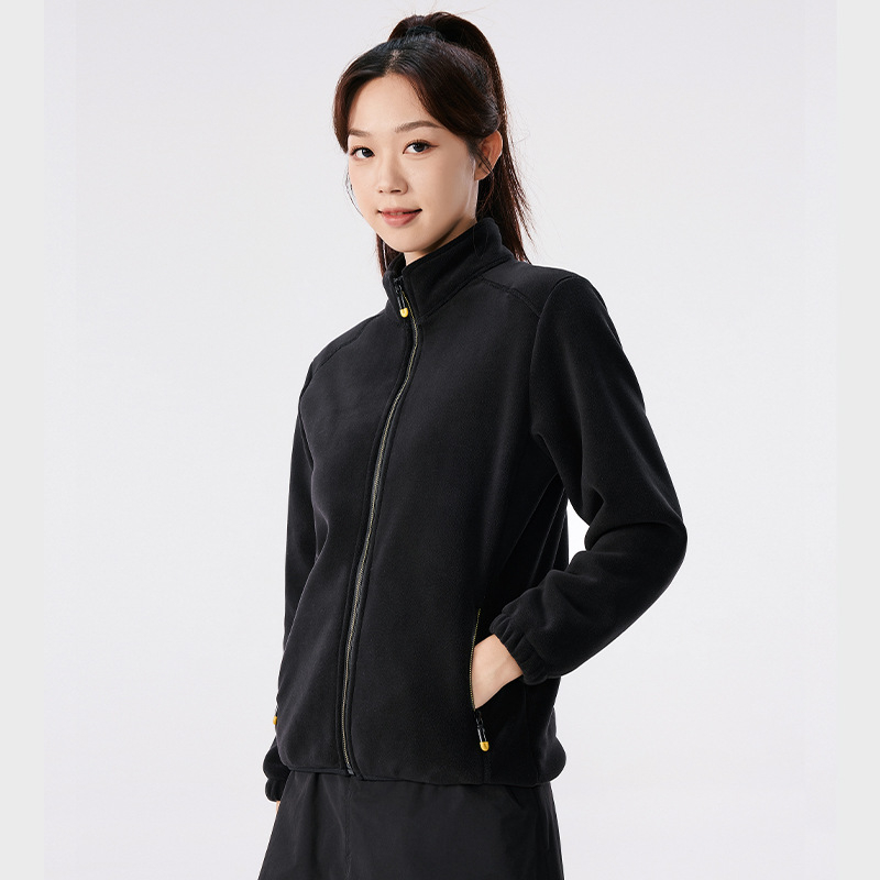 Unisex flisinė striukė su gobtuvu, koralo velūro audinys, šilta, stovinti apykaklė