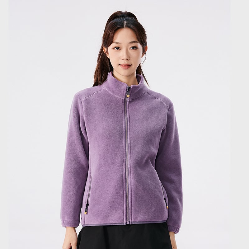 Unisex flisinė striukė su gobtuvu, koralo velūro audinys, šilta, stovinti apykaklė