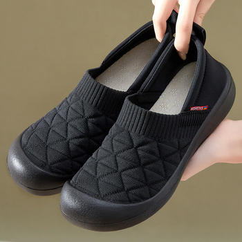 Női slip-on cipő, felsőrész: flying weaving, PU talp, légáteresztő, alacsony sarkú