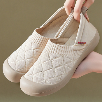 Női slip-on cipő, felsőrész: flying weaving, PU talp, légáteresztő, alacsony sarkú