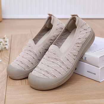 Női Slip-on mindennapi cipő, textil felsőrész, kerek orr, légáteresztő és kopásálló, PU talp