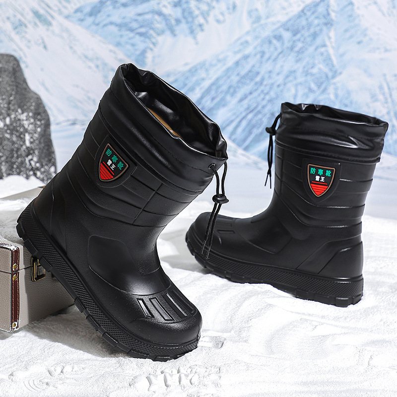 Férfi PVC esőcsizma fleece béléssel, belső pamut bélés, Goodyear talp, középmagas, téli 2025