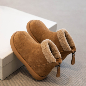 Téli hócsizmák lányoknak, vastagított gyapjúbélés, hátul cipzár, felső rész műbőr, 4–12 éveseknek, 2025 téli szezon