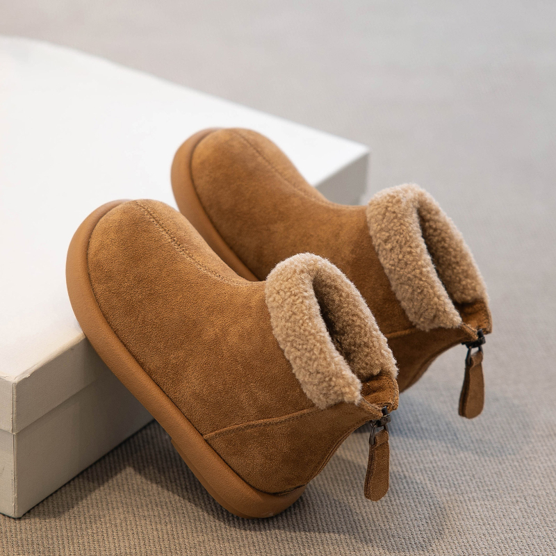 Téli hócsizmák lányoknak, vastagított gyapjúbélés, hátul cipzár, felső rész műbőr, 4–12 éveseknek, 2025 téli szezon