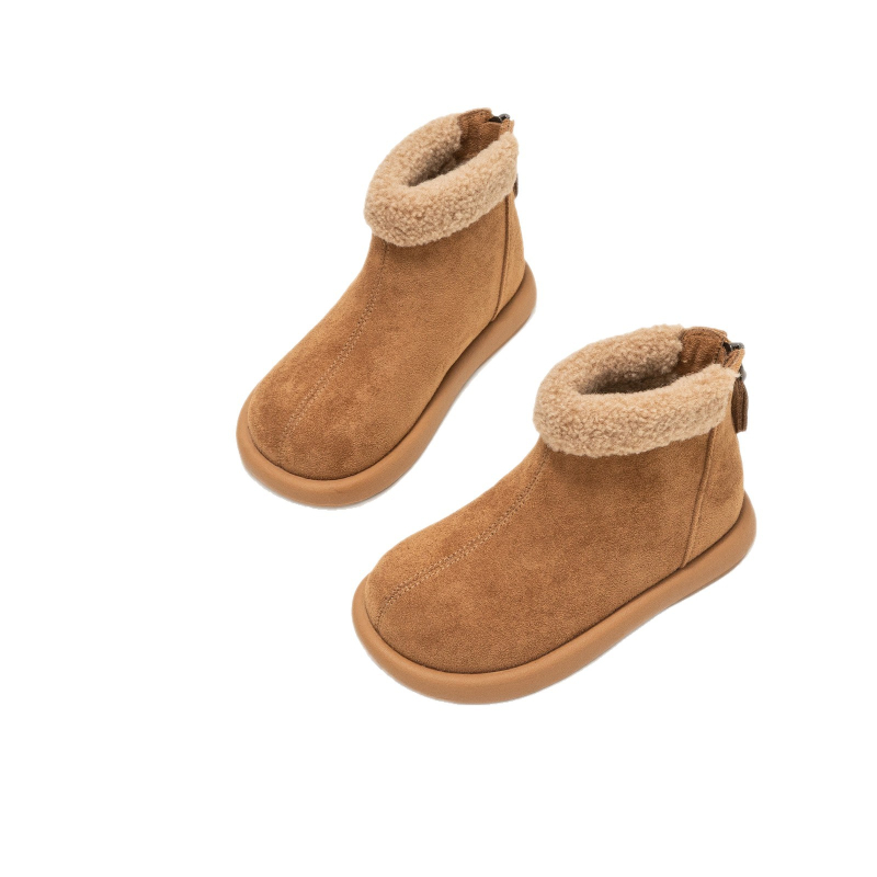 Téli hócsizmák lányoknak, vastagított gyapjúbélés, hátul cipzár, felső rész műbőr, 4–12 éveseknek, 2025 téli szezon