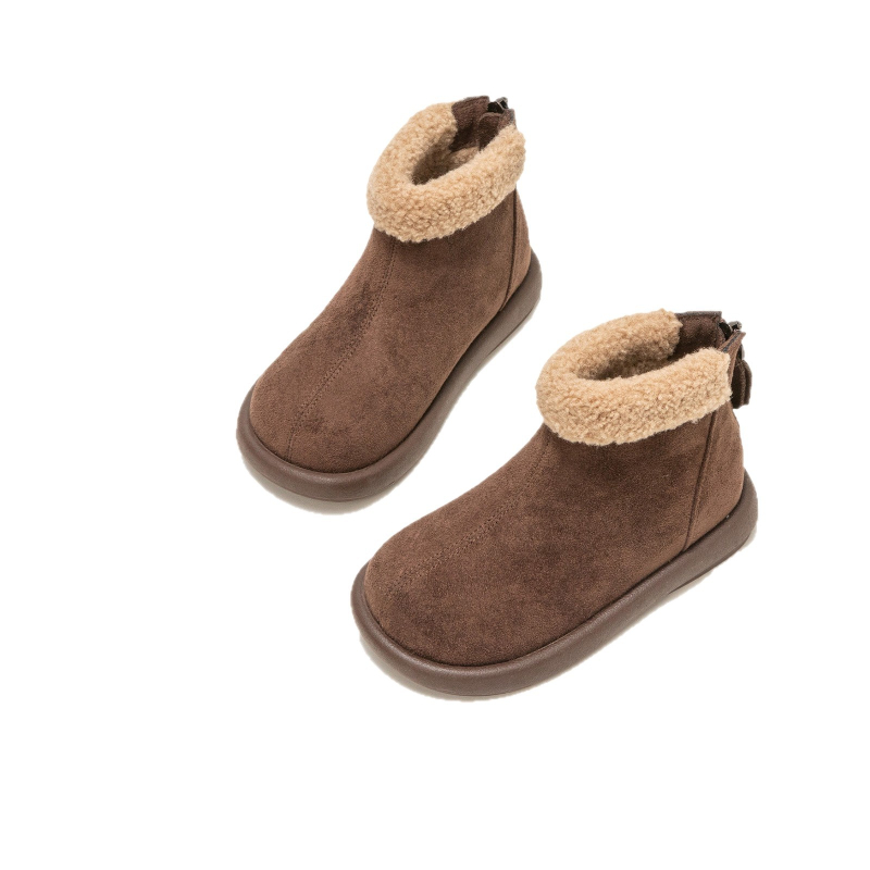 Téli hócsizmák lányoknak, vastagított gyapjúbélés, hátul cipzár, felső rész műbőr, 4–12 éveseknek, 2025 téli szezon