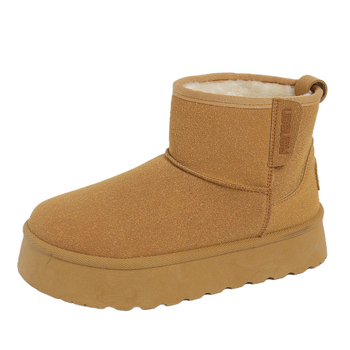 Naiste suede lumesaapad fleece voodriga, paks platvorm, tõmblukk, Talv 2024