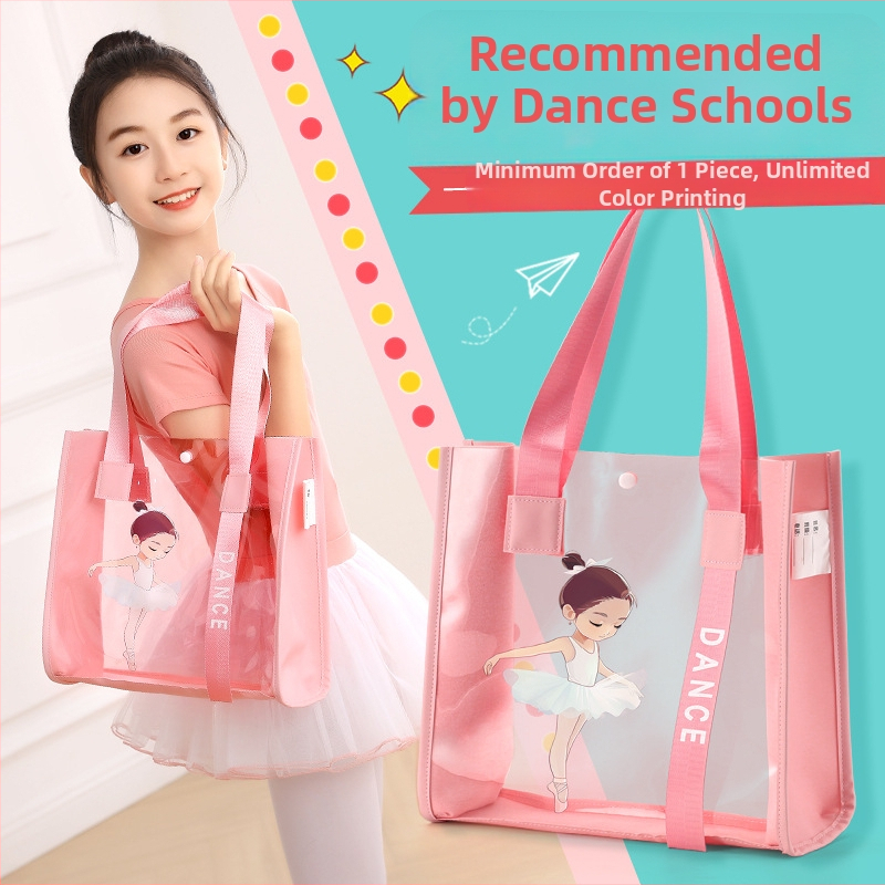 Little Dancer laste tantsukott — PVC spordikott anime karikatürimustriga, Oxford vooder, õhupadjaga õlarihmad, suve 2024 väljaanne