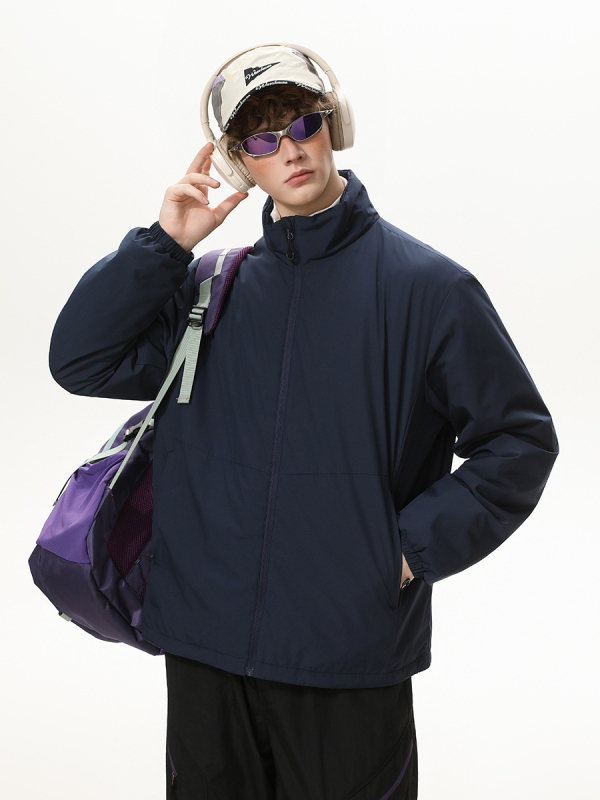 Meeste puuvillast polsterdatud jope, kõrge krae, tõmblukk, küljetaskud, polüester vooder, talv 2025