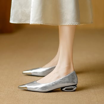 Női Mary Jane cipők slip-on, hegyes orrú, alacsony vastag sarok, felsőrész szuper rostból