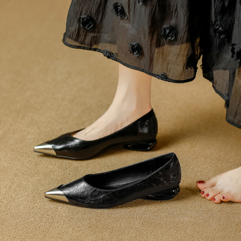 Női Mary Jane cipők slip-on, hegyes orrú, alacsony vastag sarok, felsőrész szuper rostból