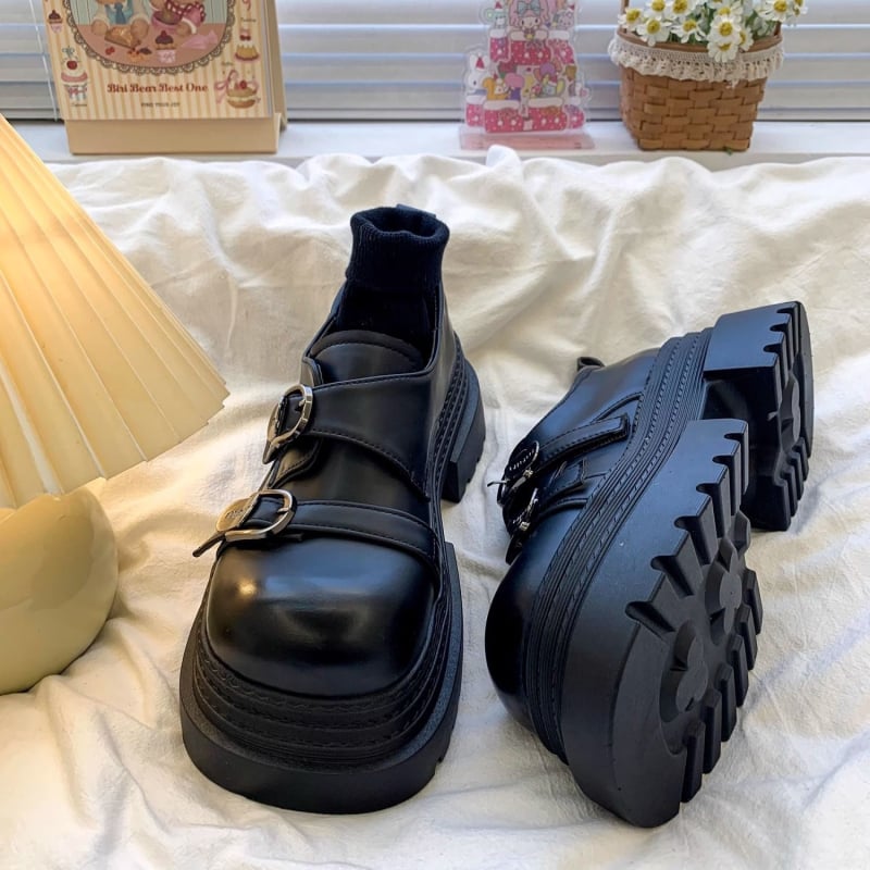 Loafers, kerek orrú; PU felső rész, római stílus, sarokmagasság 3–5 cm
