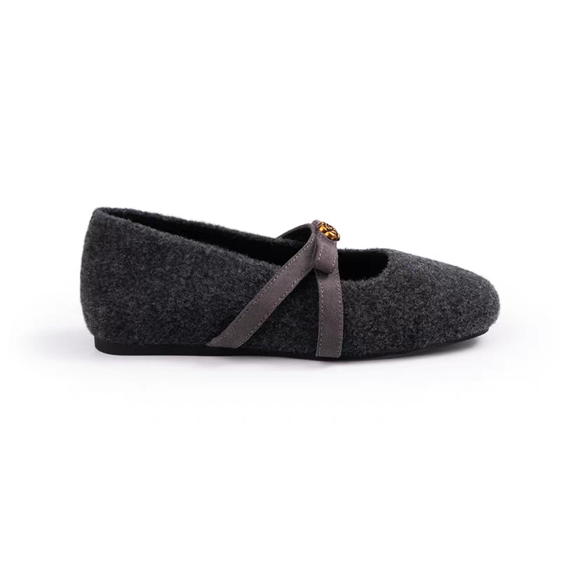 Női Mary Jane cipő 4 cm-es magasságnöveléssel, vastag sarkú, gyapjú felsőrész, gumi talp