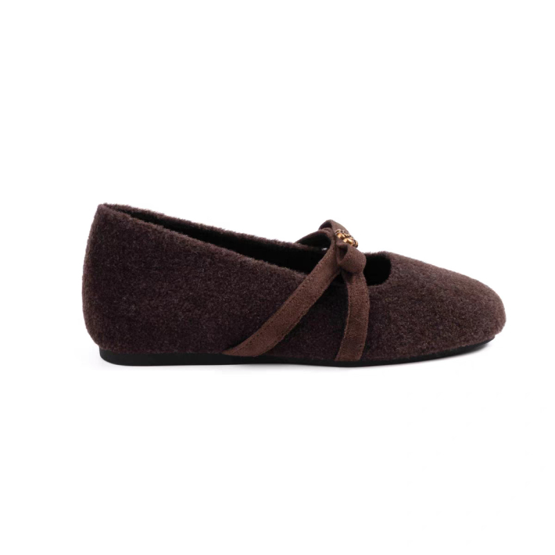 Női Mary Jane cipő 4 cm-es magasságnöveléssel, vastag sarkú, gyapjú felsőrész, gumi talp