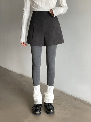 A linijos šortai su aukštu juosmeniu, poliesteris, laisvas kirpimas, 3/4 ilgio, korėjietiškas stilius