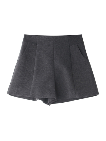 A linijos šortai su aukštu juosmeniu, poliesteris, laisvas kirpimas, 3/4 ilgio, korėjietiškas stilius