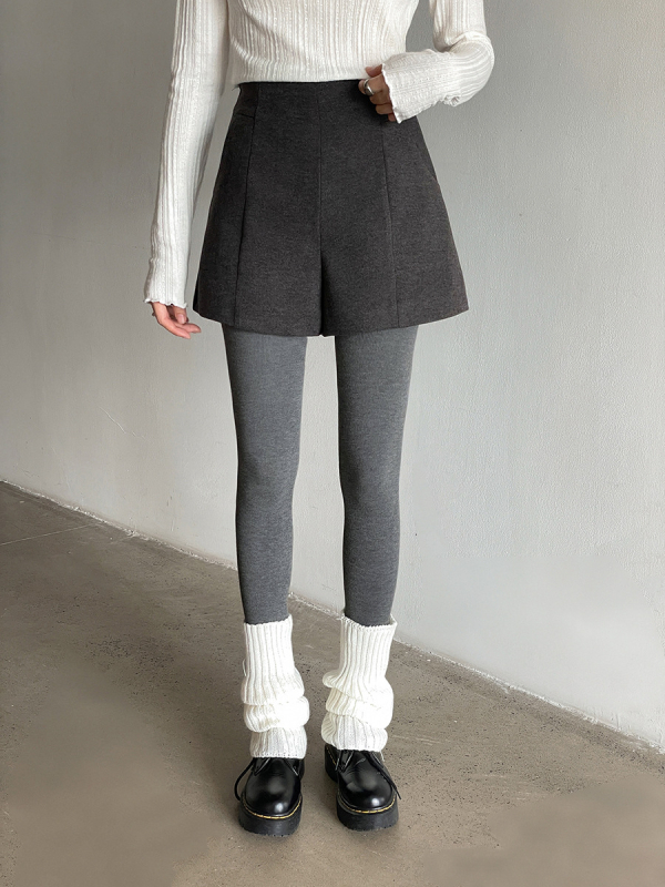 A linijos šortai su aukštu juosmeniu, poliesteris, laisvas kirpimas, 3/4 ilgio, korėjietiškas stilius