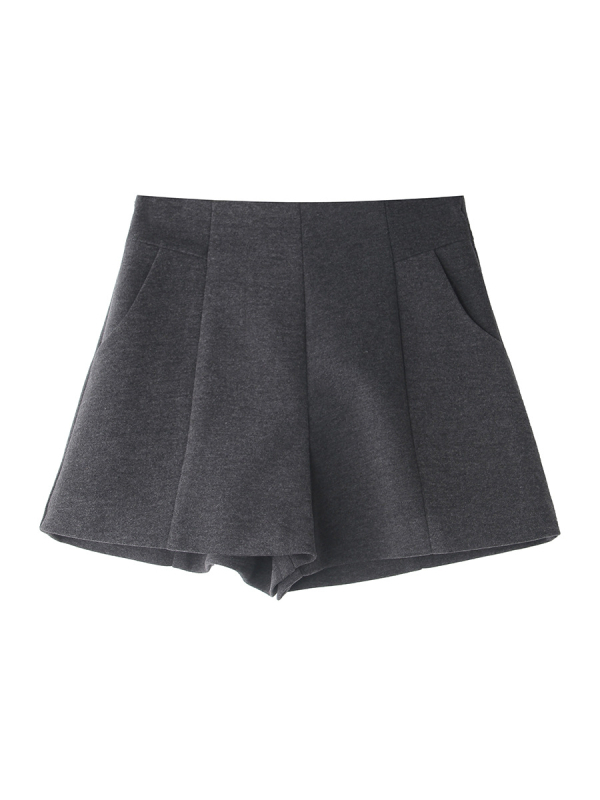 A linijos šortai su aukštu juosmeniu, poliesteris, laisvas kirpimas, 3/4 ilgio, korėjietiškas stilius