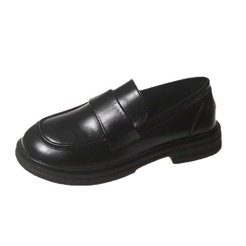 Loafers pentru femei - Exterior microfibră; Talpă din cauciuc; Vârf rotund; Toc gros mic (1-3 cm); Stil vintage