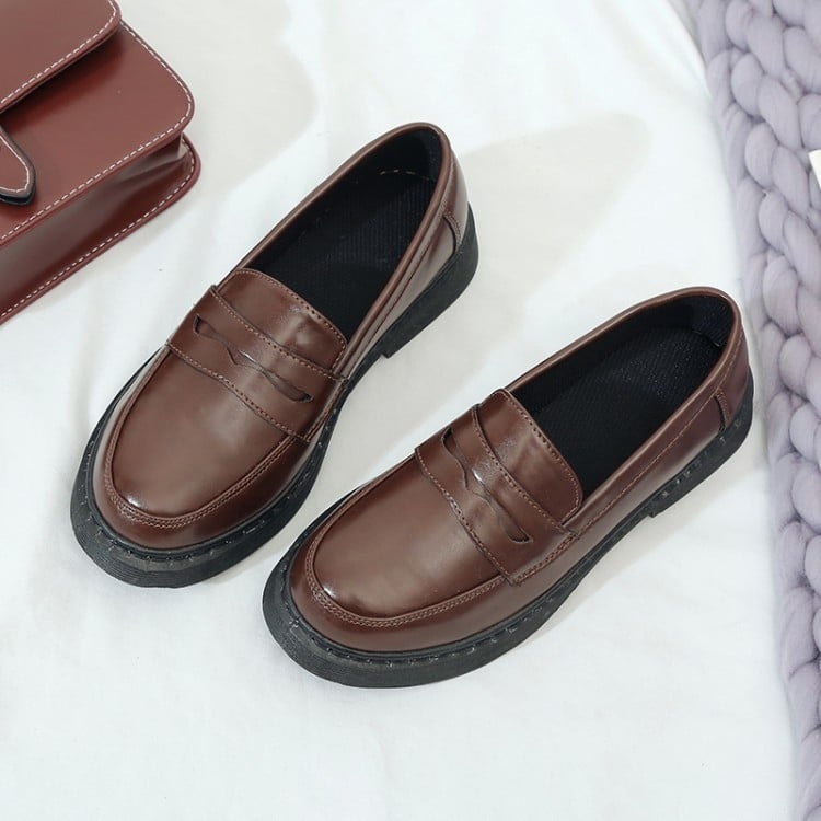 Loafers dama: partea Super Fiber, platformă cu toc gros 3–5 cm, talpă din cauciuc, EVA talpă interioară, slip-on