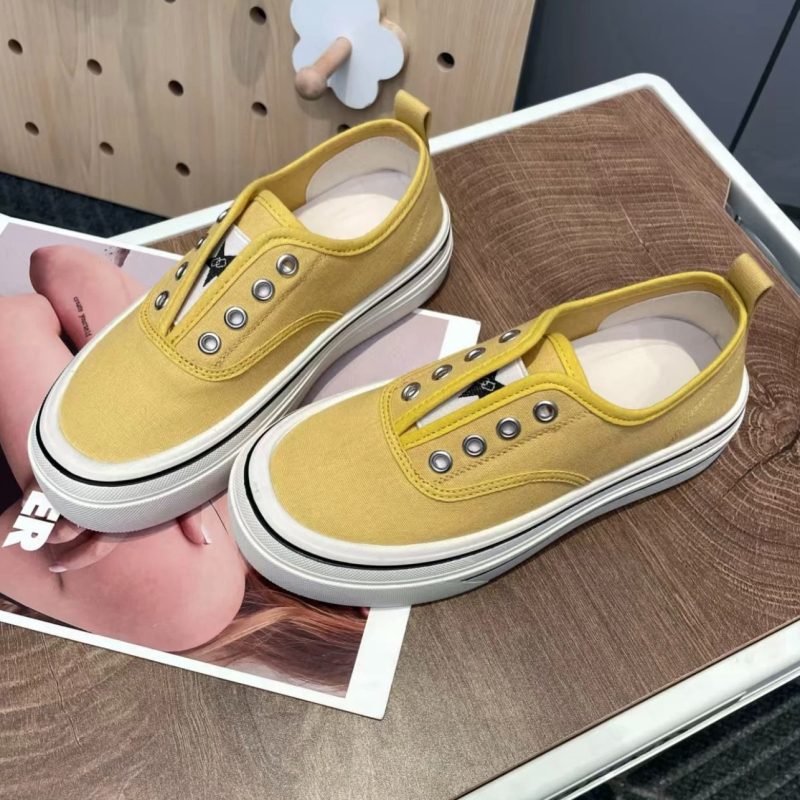 Moteriški kanvasiniai Slip-On batai, žemas viršus, kvėpuojantys, stora padas