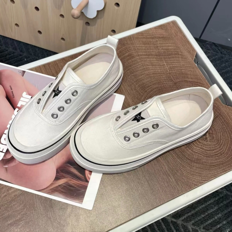 Moteriški kanvasiniai Slip-On batai, žemas viršus, kvėpuojantys, stora padas