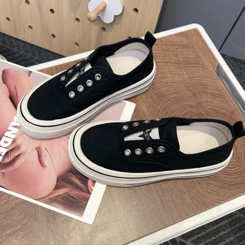 Moteriški kanvasiniai Slip-On batai, žemas viršus, kvėpuojantys, stora padas