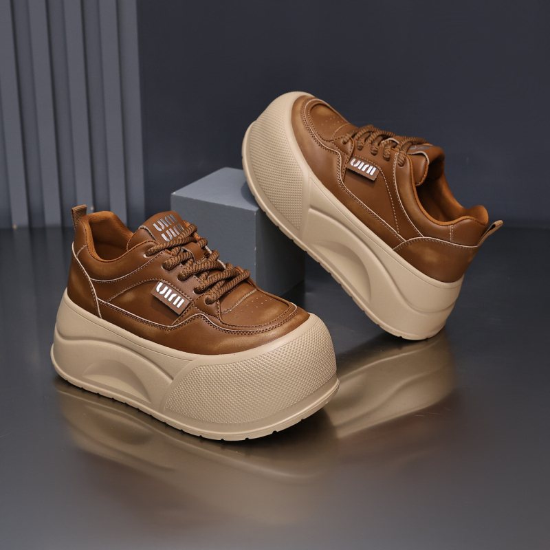 Loafers casual ușori pentru femei, cu vârf rotund, suprafață mată, platformă 6–8 cm, închidere cu șiret în față, talpă EVA