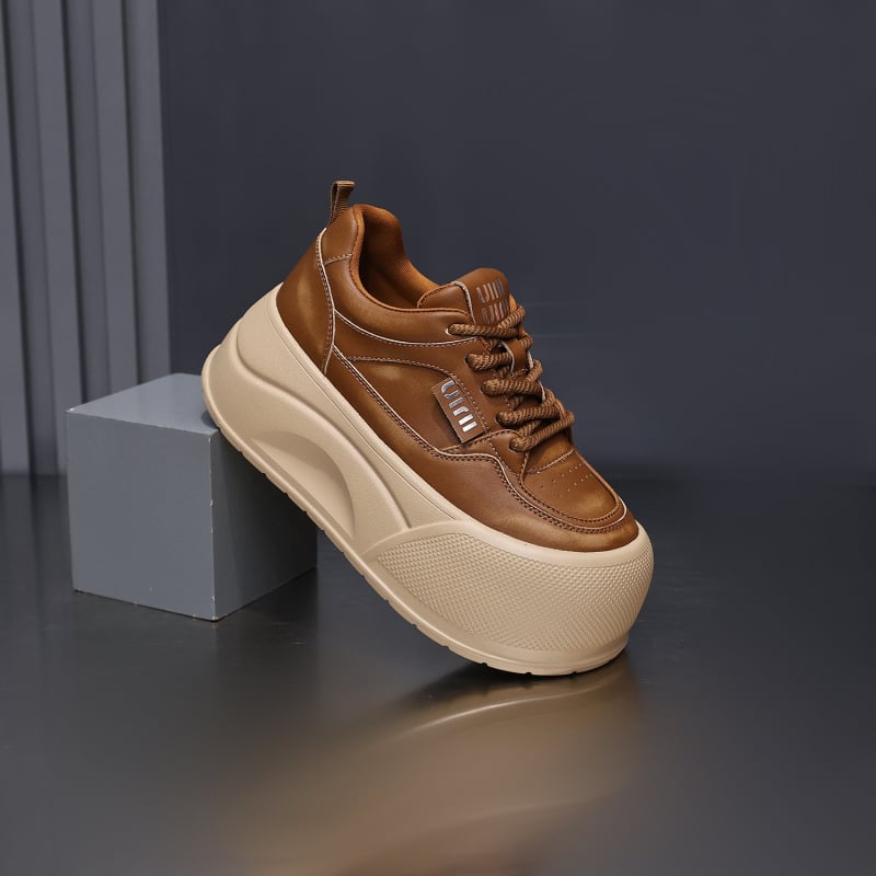 Loafers casual ușori pentru femei, cu vârf rotund, suprafață mată, platformă 6–8 cm, închidere cu șiret în față, talpă EVA