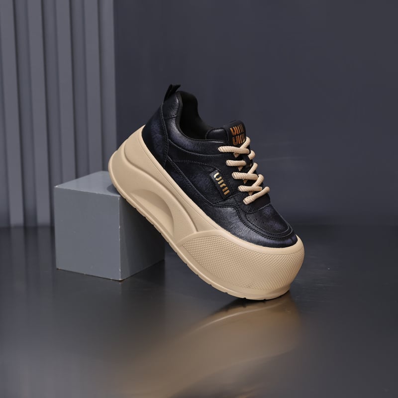 Loafers casual ușori pentru femei, cu vârf rotund, suprafață mată, platformă 6–8 cm, închidere cu șiret în față, talpă EVA