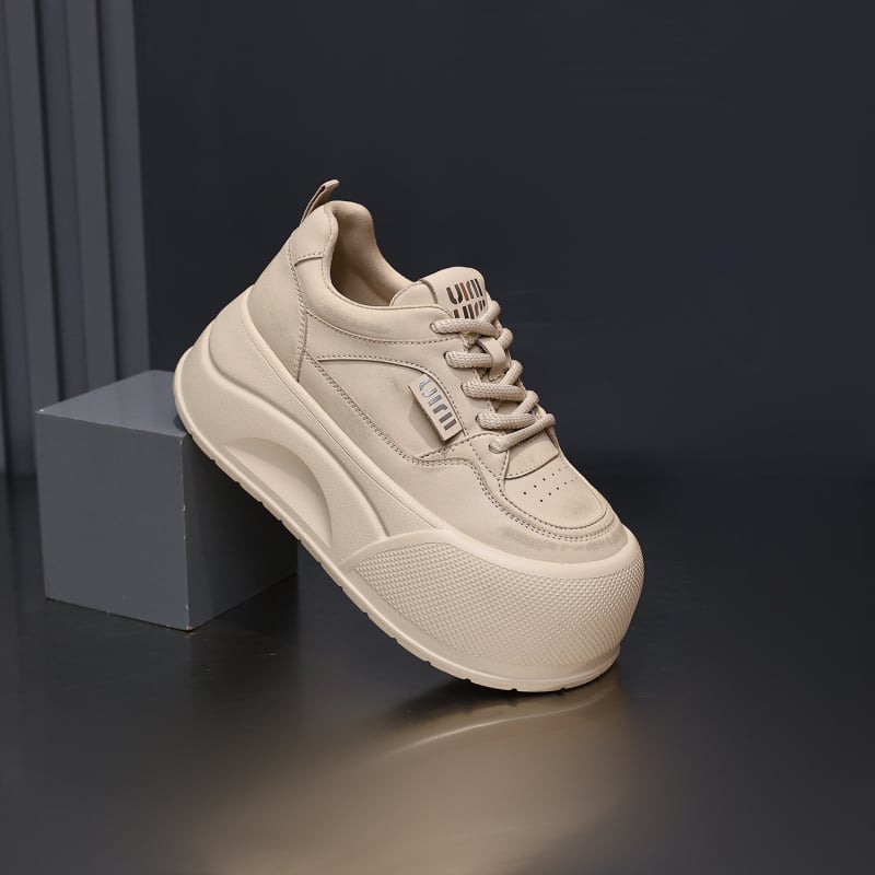 Loafers casual ușori pentru femei, cu vârf rotund, suprafață mată, platformă 6–8 cm, închidere cu șiret în față, talpă EVA