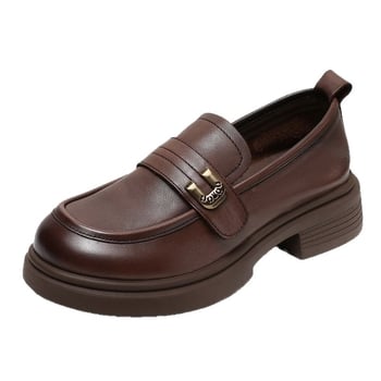 Γυναικείοι loafers με φουσκωτή σόλα — χωρίς κορδόνια, στρογγυλή μύτη, χαμηλό τακούνι 1–3 εκ, PU επάνω, καουτσούκ σόλα, βρετανικού στυλ