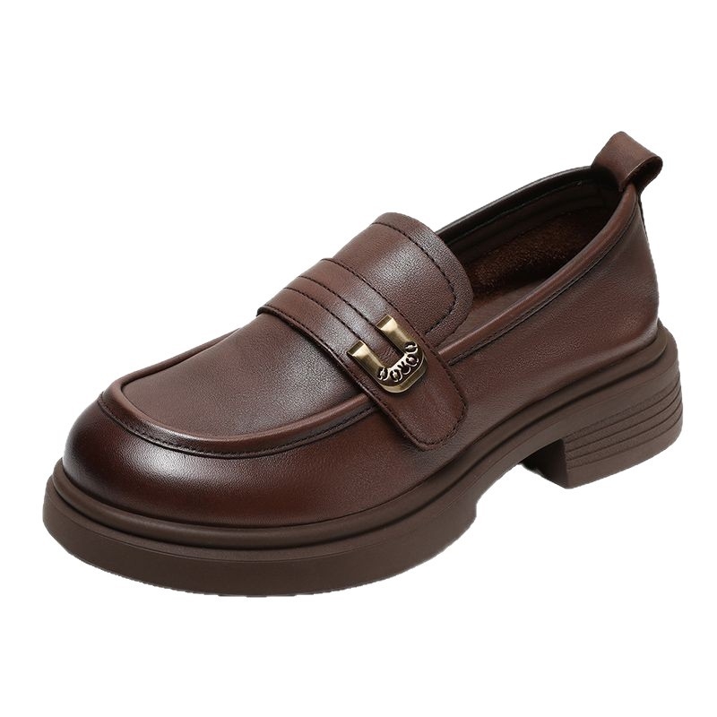 Γυναικείοι loafers με φουσκωτή σόλα — χωρίς κορδόνια, στρογγυλή μύτη, χαμηλό τακούνι 1–3 εκ, PU επάνω, καουτσούκ σόλα, βρετανικού στυλ