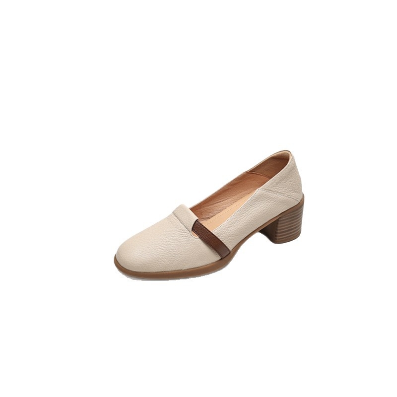 Moteriniai loafers su Super Fiber viršutine dalimi, kvadratinė nosis, platformos kulnas, vidpadis iš pirmojo sluoksnio karvės odos, guminė padas