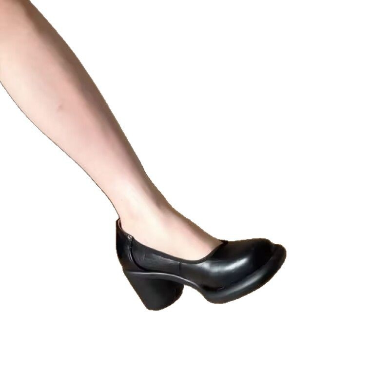 Moterų Mary Jane batai – apvali nosis, dirbtinė oda, be raištelių, 3–5 cm kulnas, guminis padas