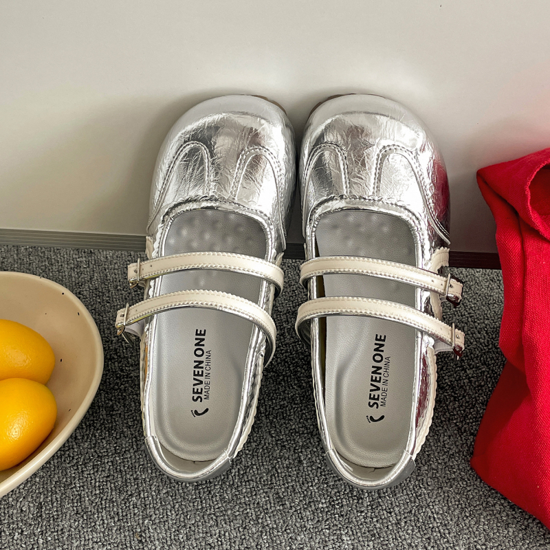 Női Mary Jane cipő, kerek orrú, PU felsőrész, alacsony profilú, 3–6 cm-es sarkú, csattal záródó