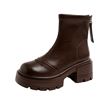 Női középső szárú csizmák, kerek orr, PU felsőrész, közepes sarkú 3–5 cm, pamut bélés