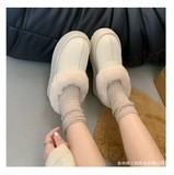 Cizme de iarnă pentru femei, cu blană artificială la exterior, căptușeală fleece, talpă din cauciuc, slip-on, gleznă joasă, vârf rotund