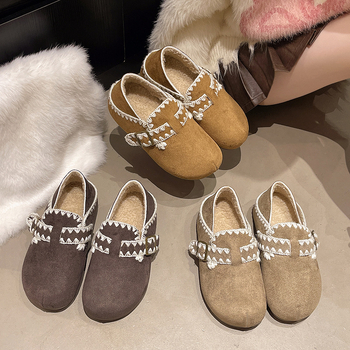 Női lapos cipő 3–5 cm vastag talppal, Velcro-zárás, kerek orr, gumi talp, mű plüss belsővel