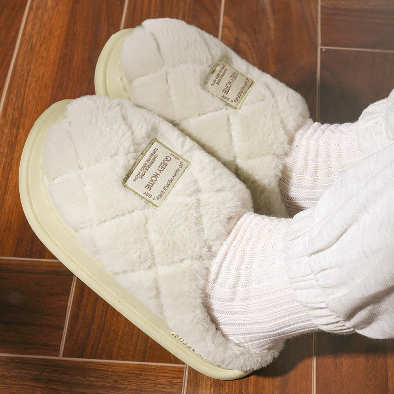 Papuci de casă pentru femei, cu exterior din piele întoarsă, căptuți cu blană artificială, talpă EVA anti-alunecare, talpă groasă 3–5 cm, pentru uz interior