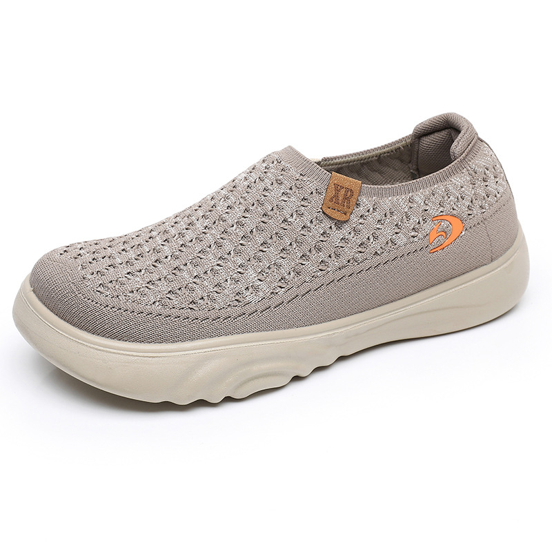 Női lélegző textilekből készült sétacipő, kerek orr, puha talp, csúszásmentes, slip-on, alacsony bokaszár, mindennapi stílus