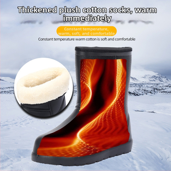 Täiskasvanute EVA keskmise kõrgusega vihmasaapad — libisemiskindlad, soojad, hingavad, kunstliku lühikese karvaga vooder, PU sisetald