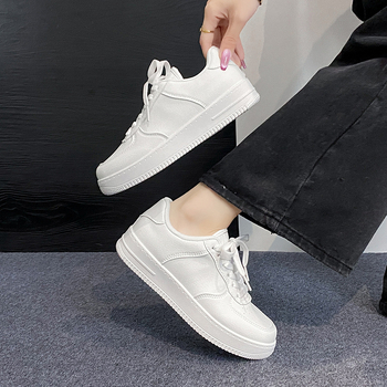 Adidași casual pentru femei, partea superioară din PU, vârf rotund, călcâi plat, talpă injectată