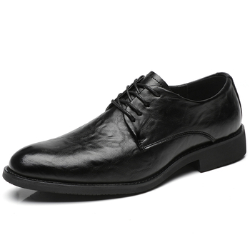 Pantofi de afaceri din piele pentru bărbați — partea superioară din piele de vită, talpă din cauciuc, toc 3–5 cm, PU talpă, căptușeală din piele de porc, vara 2024