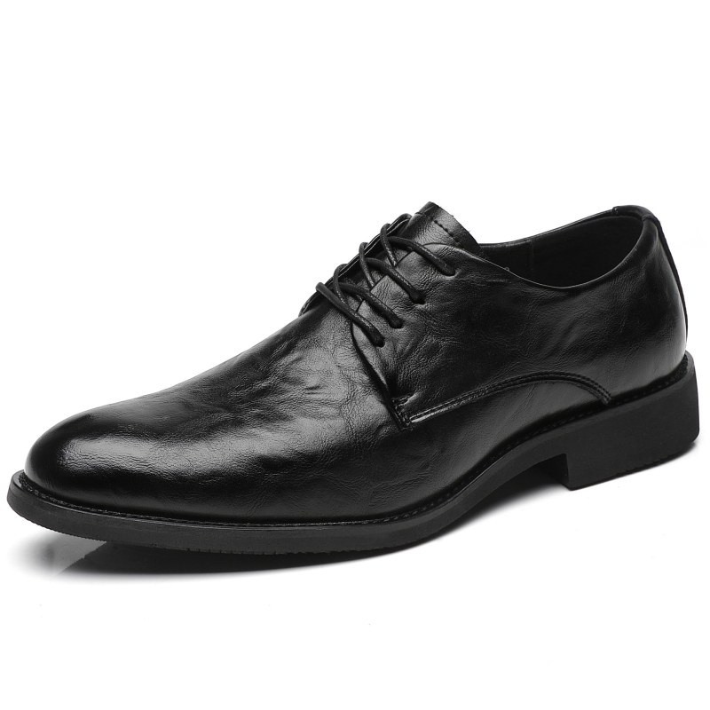 Pantofi de afaceri din piele pentru bărbați — partea superioară din piele de vită, talpă din cauciuc, toc 3–5 cm, PU talpă, căptușeală din piele de porc, vara 2024